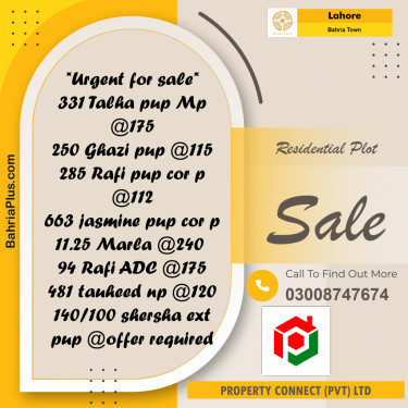 Residential Plot for Sale in Bahria Town, Lahore - (BP-246258)