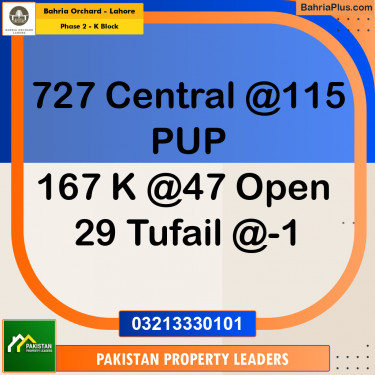 5 Marla Residential Plot for Sale in Phase 2 - K Block -  Bahria Orchard, Lahore - (BP-246322)
