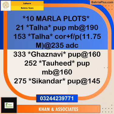 Residential Plot for Sale in Bahria Town, Lahore - (BP-246335)