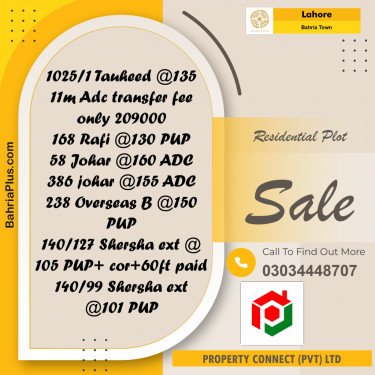 Residential Plot for Sale in Bahria Town, Lahore - (BP-246378)