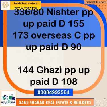 10 Marla Residential Plot for Sale in Sector E - Nishtar Block -  Bahria Town, Lahore - (BP-246439)