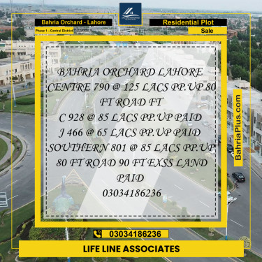 10 Marla Residential Plot for Sale in Phase 1 - Central District -  Bahria Orchard, Lahore - (BP-246597)