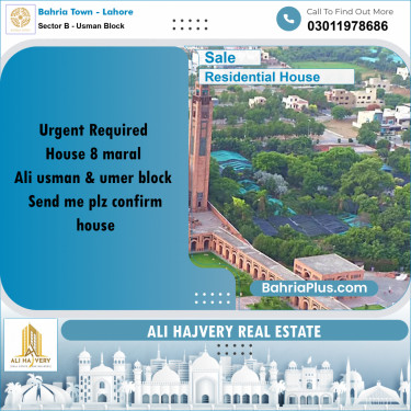 8 Marla Residential House for Sale in Sector B - Usman Block -  Bahria Town, Lahore - (BP-246649)
