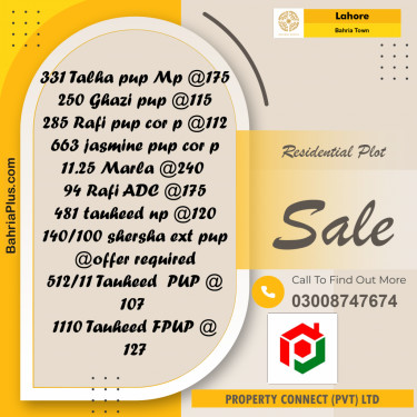 Residential Plot for Sale in Bahria Town, Lahore - (BP-246663)