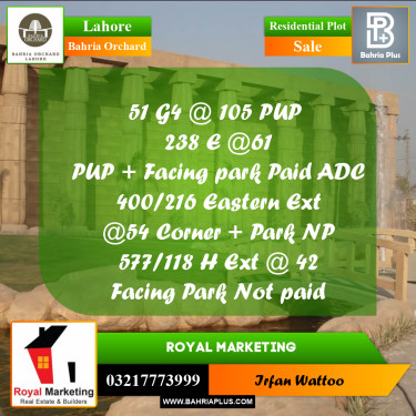 Residential Plot for Sale in Bahria Orchard, Lahore - (BP-246688)