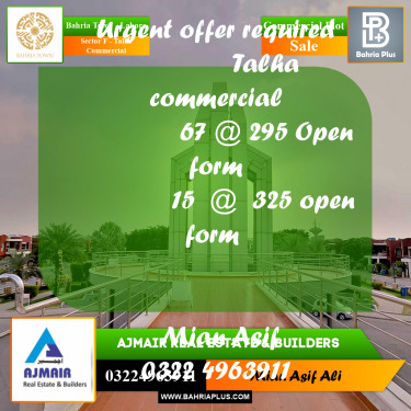 Commercial Plot for Sale in Sector F - Talha Commercial -  Bahria Town, Lahore - (BP-246703)