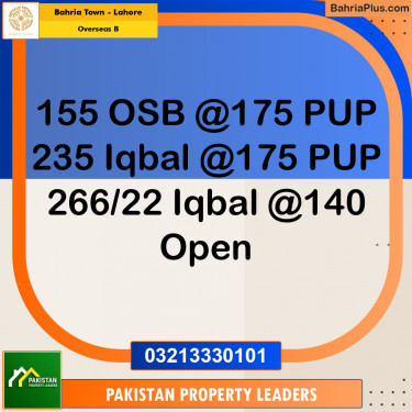 10 Marla Residential Plot for Sale in Overseas B -  Bahria Town, Lahore - (BP-246704)