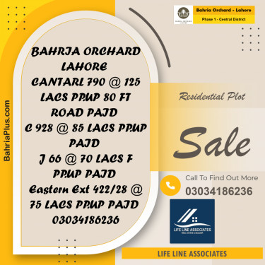 10 Marla Residential Plot for Sale in Phase 1 - Central District -  Bahria Orchard, Lahore - (BP-246717)