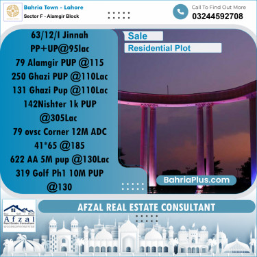 10 Marla Residential Plot for Sale in Sector F - Alamgir Block -  Bahria Town, Lahore - (BP-246731)