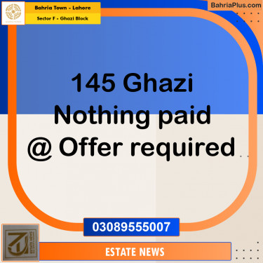 Residential Plot for Sale in Sector F - Ghazi Block -  Bahria Town, Lahore - (BP-246769)