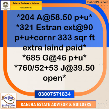 5 Marla Residential Plot for Sale in OLC-A Block -  Bahria Orchard, Lahore - (BP-246806)