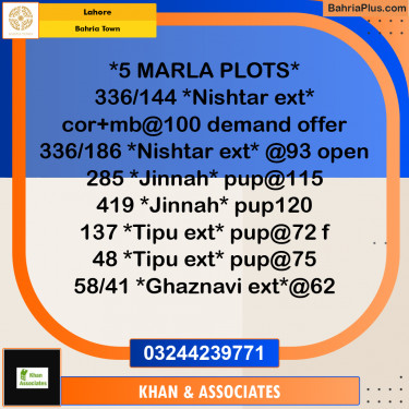Residential Plot for Sale in Bahria Town, Lahore - (BP-246819)