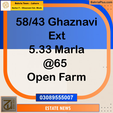 Residential Plot for Sale in Sector F - Ghaznavi Ext. Block -  Bahria Town, Lahore - (BP-246827)