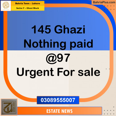 Residential Plot for Sale in Sector F - Ghazi Block -  Bahria Town, Lahore - (BP-246829)