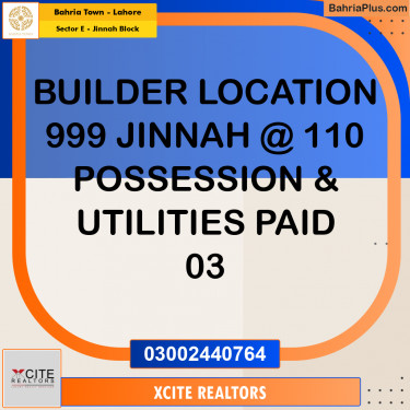 10 Marla Residential Plot for Sale in Sector E - Jinnah Block -  Bahria Town, Lahore - (BP-246861)