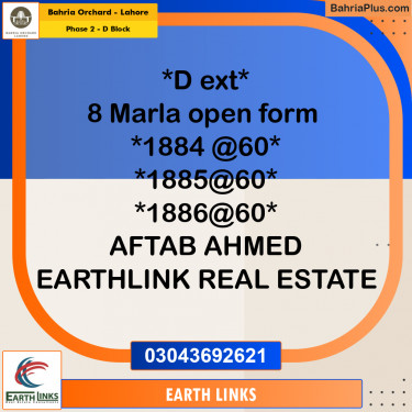 8 Marla Residential Plot for Sale in Phase 2 - D Block -  Bahria Orchard, Lahore - (BP-246961)