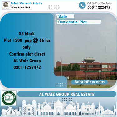 10 Marla Residential Plot for Sale in Phase 4 - G6 Block -  Bahria Orchard, Lahore - (BP-247048)