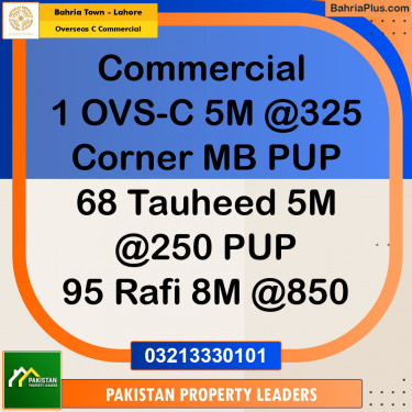 5 Marla Commercial Plot for Sale in Overseas C Commercial -  Bahria Town, Lahore - (BP-247115)