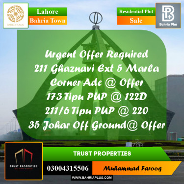 Residential Plot for Sale in Bahria Town, Lahore - (BP-247208)