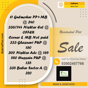 Residential Plot for Sale in Bahria Town, Lahore - (BP-247283)