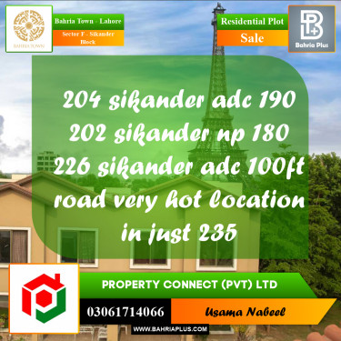 Residential Plot for Sale in Sector F - Sikander Block -  Bahria Town, Lahore - (BP-247287)