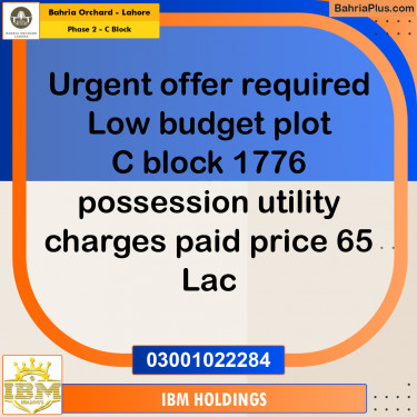 5 Marla Residential Plot for Sale in Phase 2 - C Block -  Bahria Orchard, Lahore - (BP-247302)