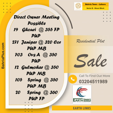 1 Kanal Residential Plot for Sale in Sector B - Ghouri Block -  Bahria Town, Lahore - (BP-247340)