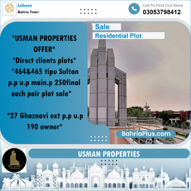 Residential Plot for Sale in Bahria Town, Lahore - (BP-247476)