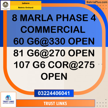 8 Marla Commercial Plot for Sale in Bahria Orchard, Lahore - (BP-247488)
