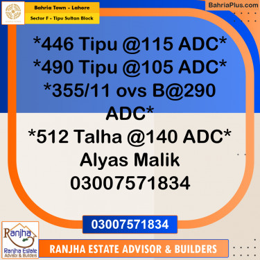 10 Marla Residential Plot for Sale in Sector F - Tipu Sultan Block -  Bahria Town, Lahore - (BP-247575)