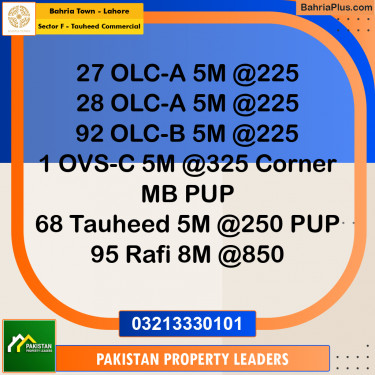 5 Marla Commercial Plot for Sale in Sector F - Tauheed Commercial -  Bahria Town, Lahore - (BP-247579)
