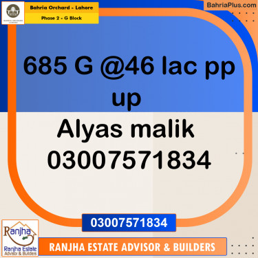 5 Marla Residential Plot for Sale in Phase 2 - G Block -  Bahria Orchard, Lahore - (BP-247615)