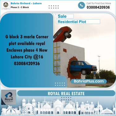 3 Marla Residential Plot for Sale in Phase 2 - C Block -  Bahria Orchard, Lahore - (BP-247643)