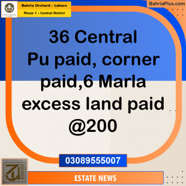 Residential Plot for Sale in Phase 1 - Central District -  Bahria Orchard, Lahore - (BP-247669)