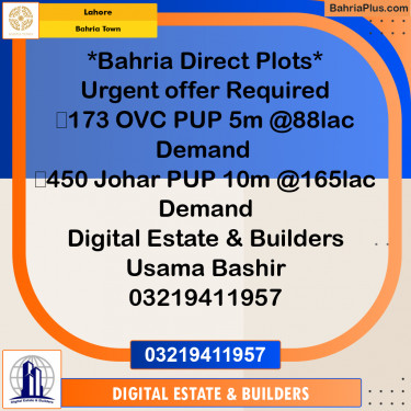 Residential Plot for Sale in Bahria Town, Lahore - (BP-247746)
