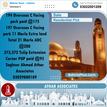 10 Marla Residential Plot for Sale in Overseas C -  Bahria Town, Lahore - (BP-247749)