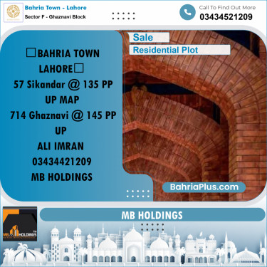 10 Marla Residential Plot for Sale in Sector F - Ghaznavi Block -  Bahria Town, Lahore - (BP-247786)
