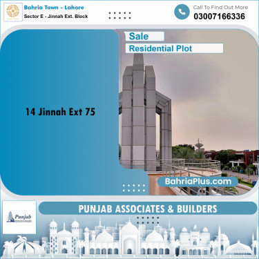 Residential Plot for Sale in Sector E - Jinnah Ext. Block -  Bahria Town, Lahore - (BP-247797)