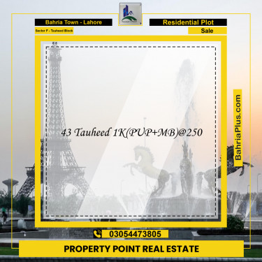 1 Kanal Residential Plot for Sale in Sector F - Tauheed Block -  Bahria Town, Lahore - (BP-247824)