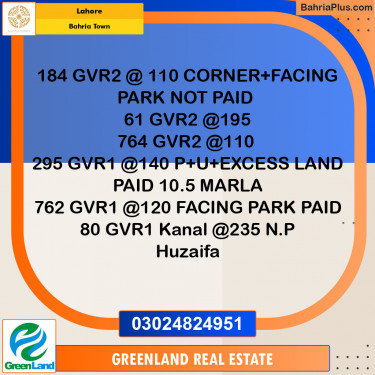 Residential Plot for Sale in Bahria Town, Lahore - (BP-248037)