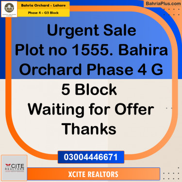 10 Marla Residential Plot for Sale in Phase 4 - G5 Block -  Bahria Orchard, Lahore - (BP-248147)