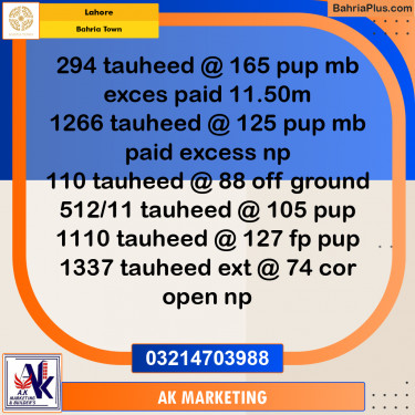 Residential Plot for Sale in Bahria Town, Lahore - (BP-248154)