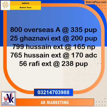 1 Kanal Residential Plot for Sale in Bahria Town, Lahore - (BP-248155)