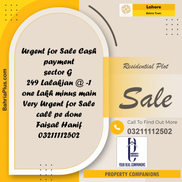 Residential Plot for Sale in Bahria Town, Lahore - (BP-248161)