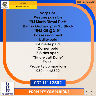 Residential Plot for Sale in Bahria Orchard, Lahore - (BP-248166)