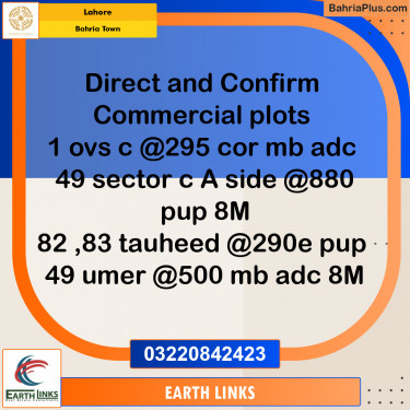 Commercial Plot for Sale in Bahria Town, Lahore - (BP-248191)