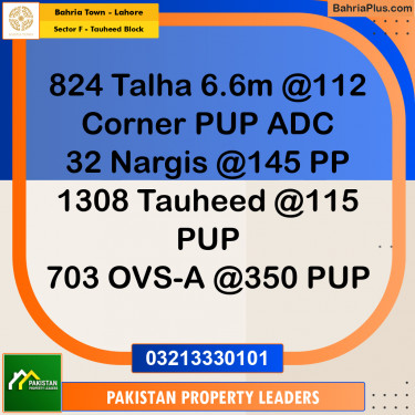 10 Marla Residential Plot for Sale in Sector F - Tauheed Block -  Bahria Town, Lahore - (BP-248220)
