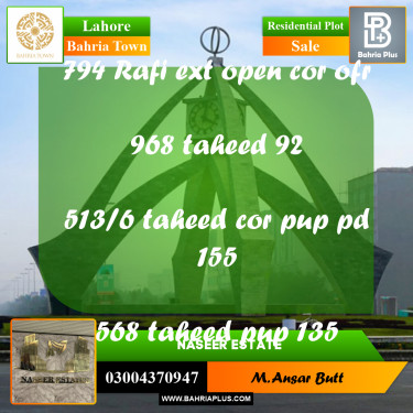 Residential Plot for Sale in Bahria Town, Lahore - (BP-248239)