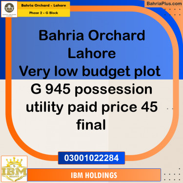 5 Marla Residential Plot for Sale in Phase 2 - G Block -  Bahria Orchard, Lahore - (BP-248260)