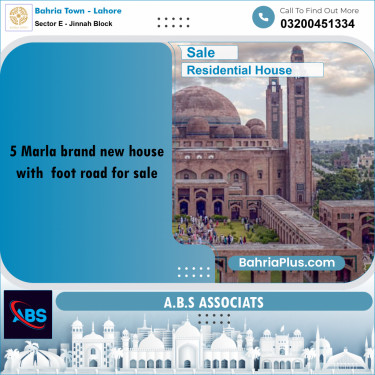 5 Marla Residential House for Sale in Sector E - Jinnah Block -  Bahria Town, Lahore - (BP-248337)